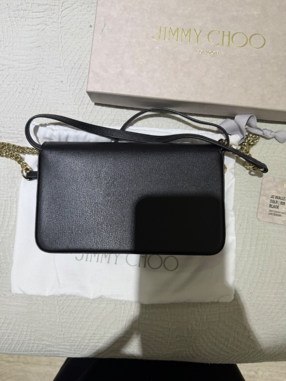 Jimmy Choo JC Wallet/Chain Black Leather Bag - Picture 5 of 7
